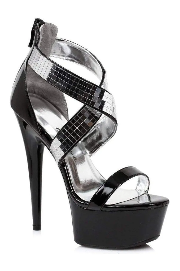 609-RONI Platform Sandal  | Black Patent