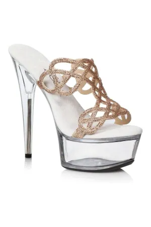 609-SABRINA Stripper Slide | Gold Rhinestones