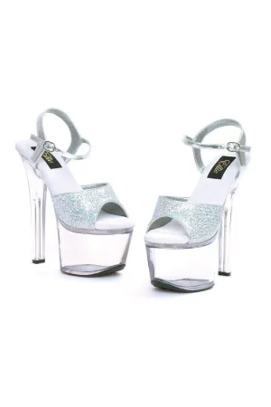 711-FLIRT-G Stripper Sandal | Silver Glitter