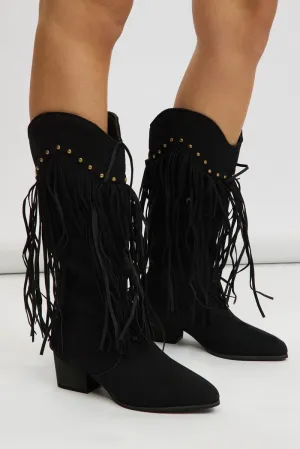 Black Tassel Cowboy Boots
