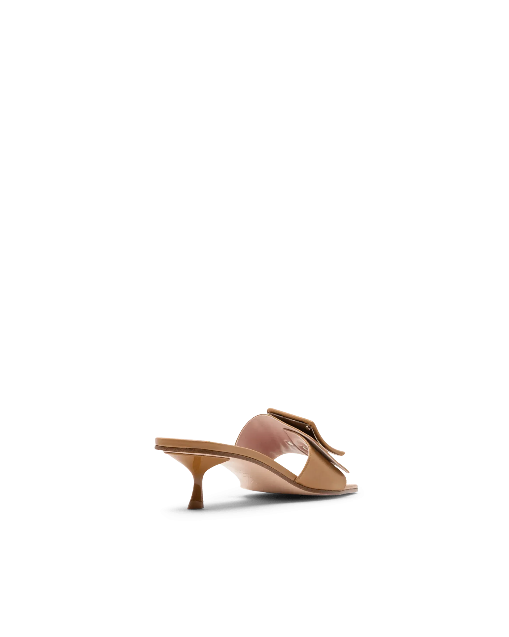 Covered Buckle Kitten Heel Mules
