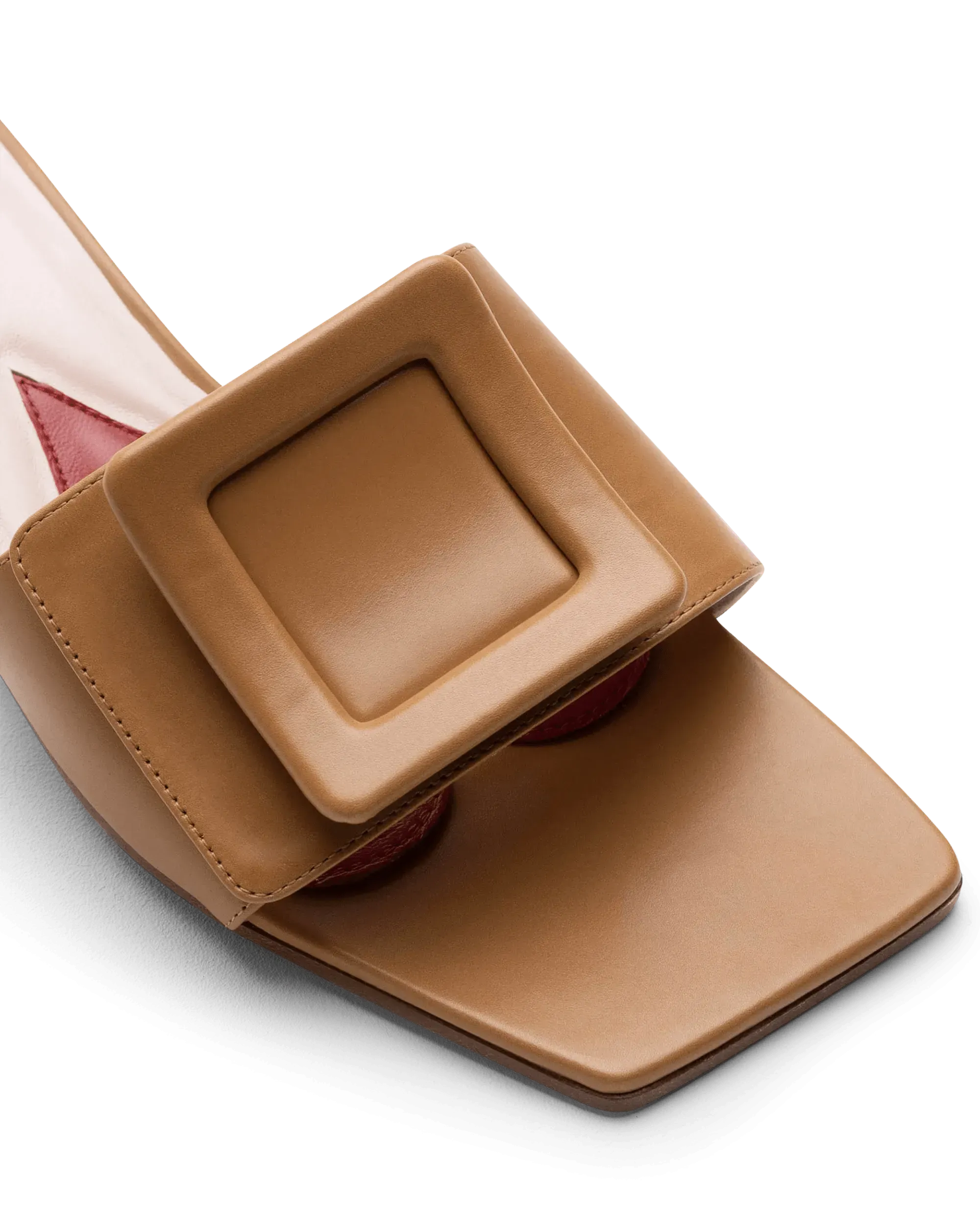 Covered Buckle Kitten Heel Mules