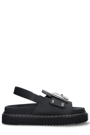 Dolce & Gabbana Logo Plaque Open Toe Slingback Sandals