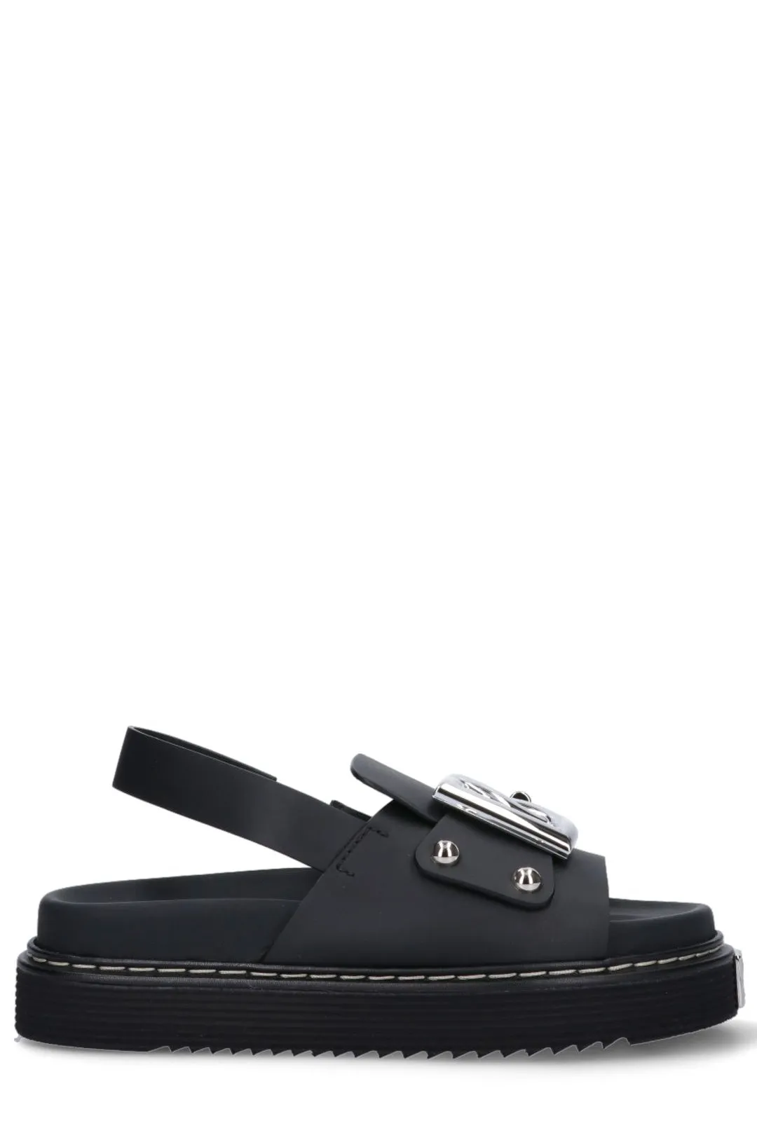 Dolce & Gabbana Logo Plaque Open Toe Slingback Sandals