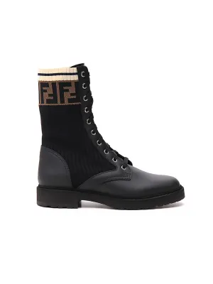Fendi Rockoko FF Motif Combat Boots