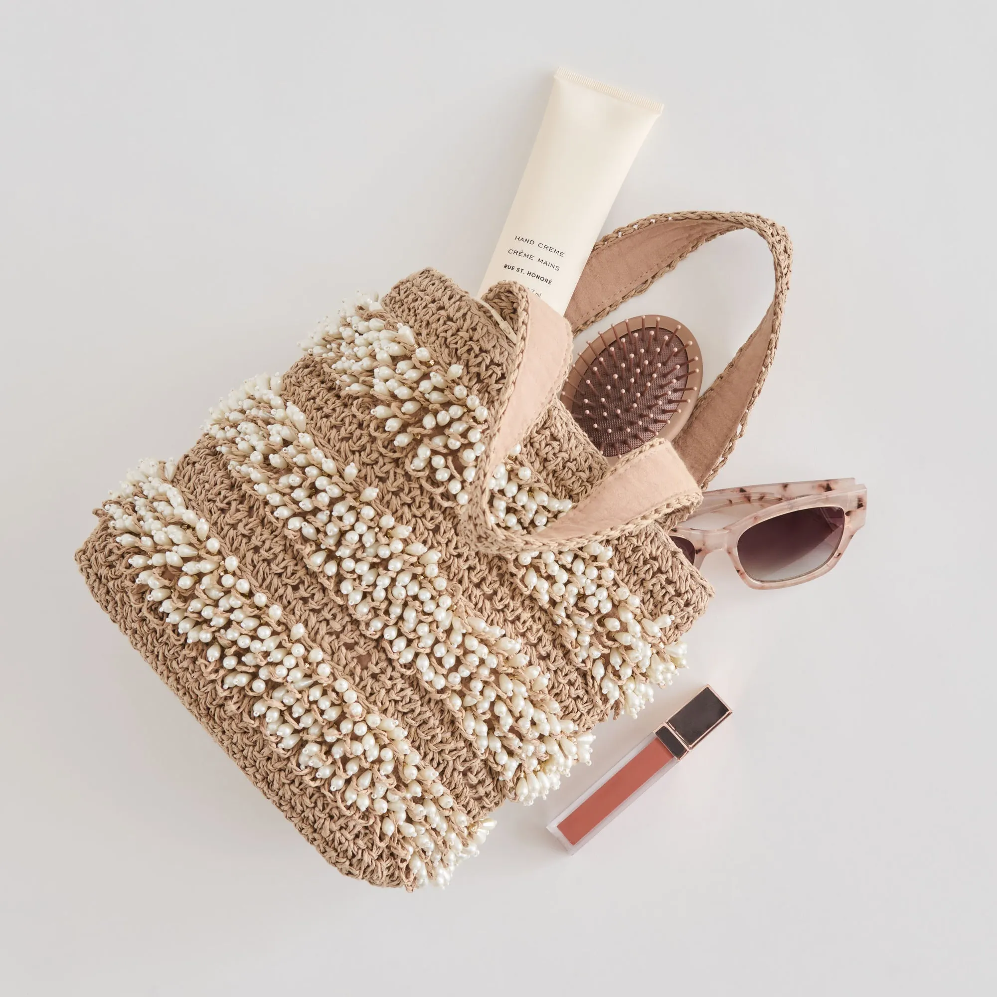 MALLORCA HANDBAG NATURAL PEARL RAFFIA