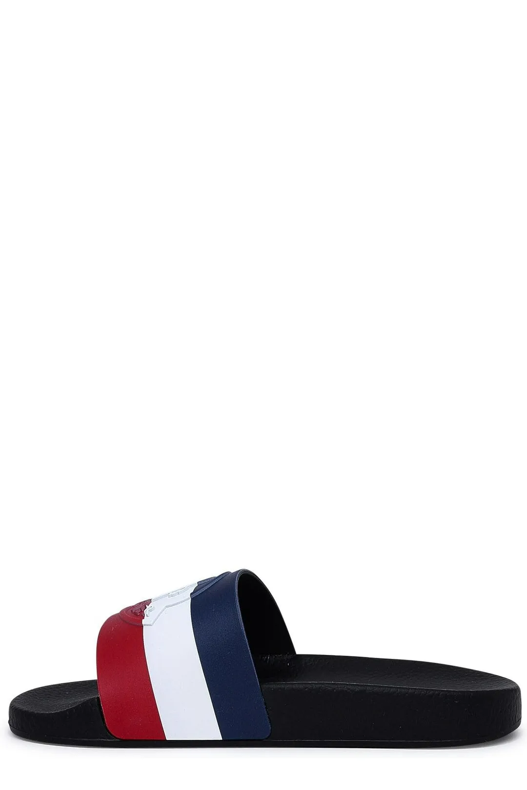 Moncler Logo Embossed Striped Slip-On Slides