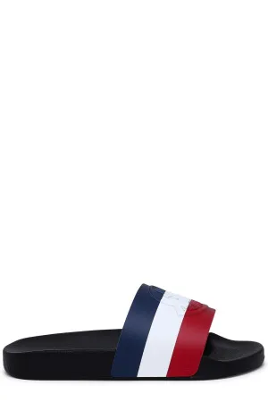 Moncler Logo Embossed Striped Slip-On Slides