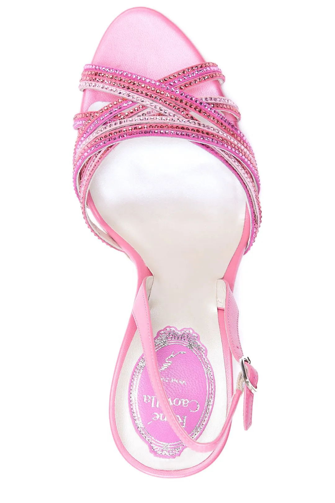 René Caovilla Vida Embellished Strap Detail Slingback Heel Sandals