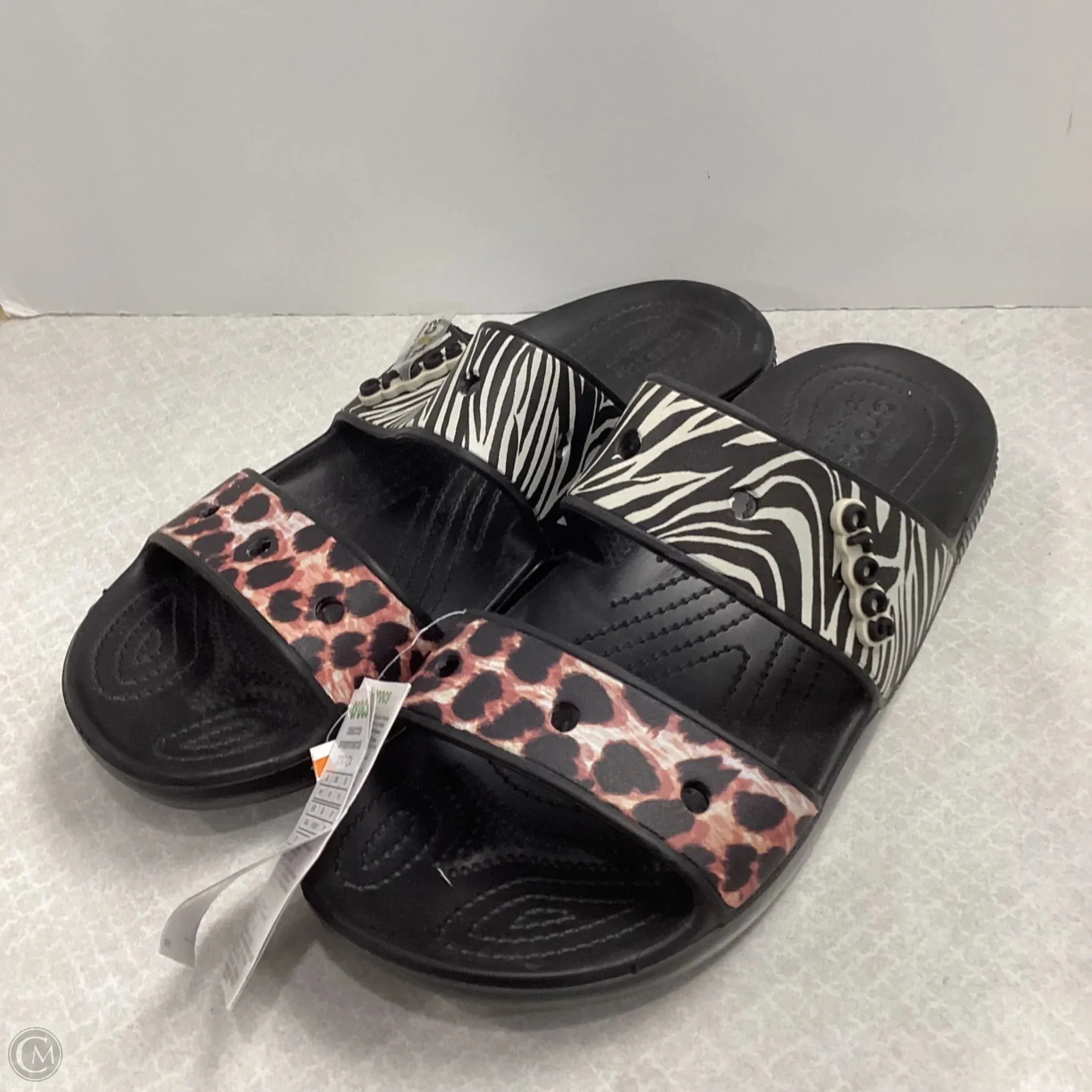 Sandals Flats By Crocs In Black, Size: 11
