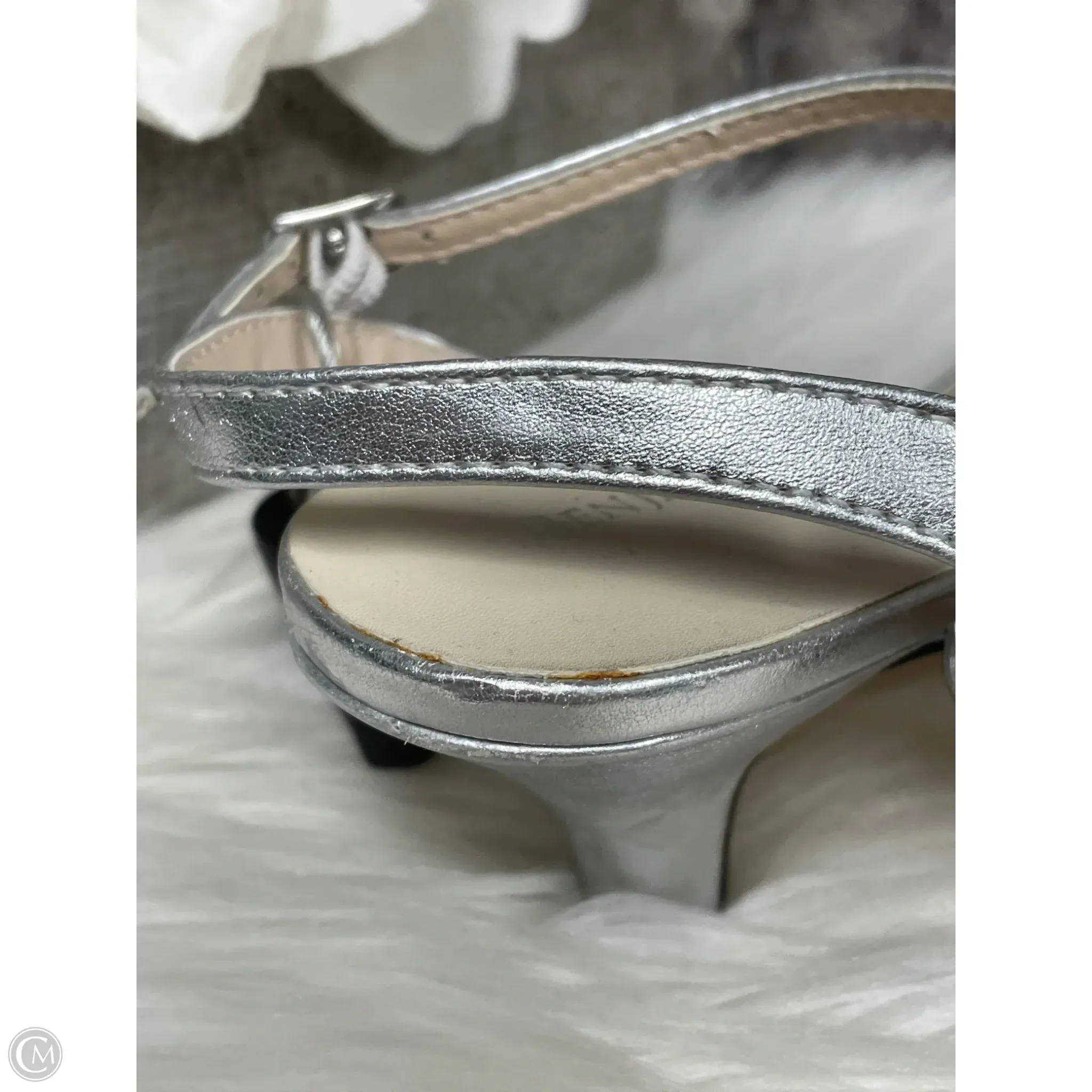 Sandals Heels Kitten By Cme In Silver, Size: 8.5