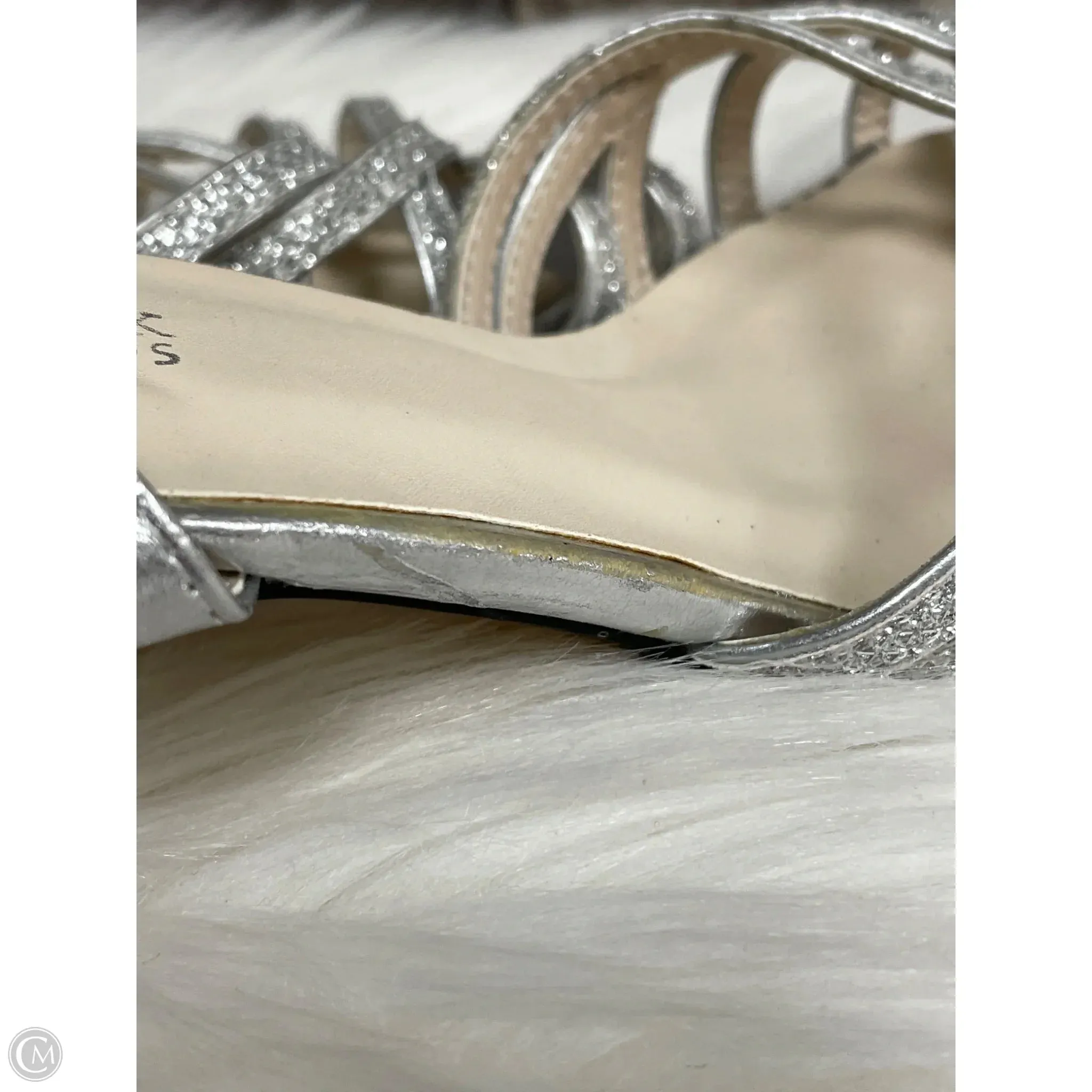 Sandals Heels Kitten By Cme In Silver, Size: 8.5