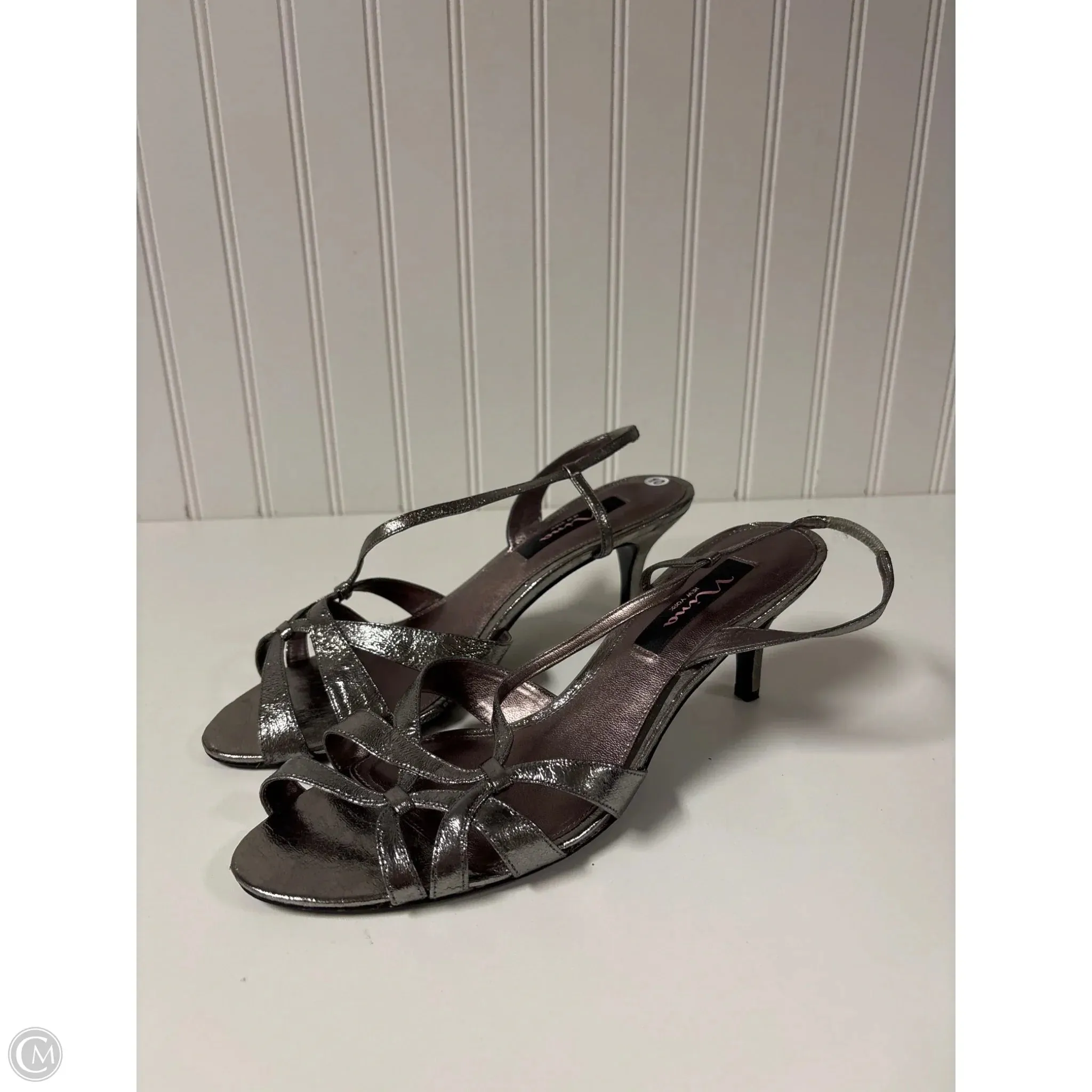 Sandals Heels Kitten By Nina In Silver, Size: 10