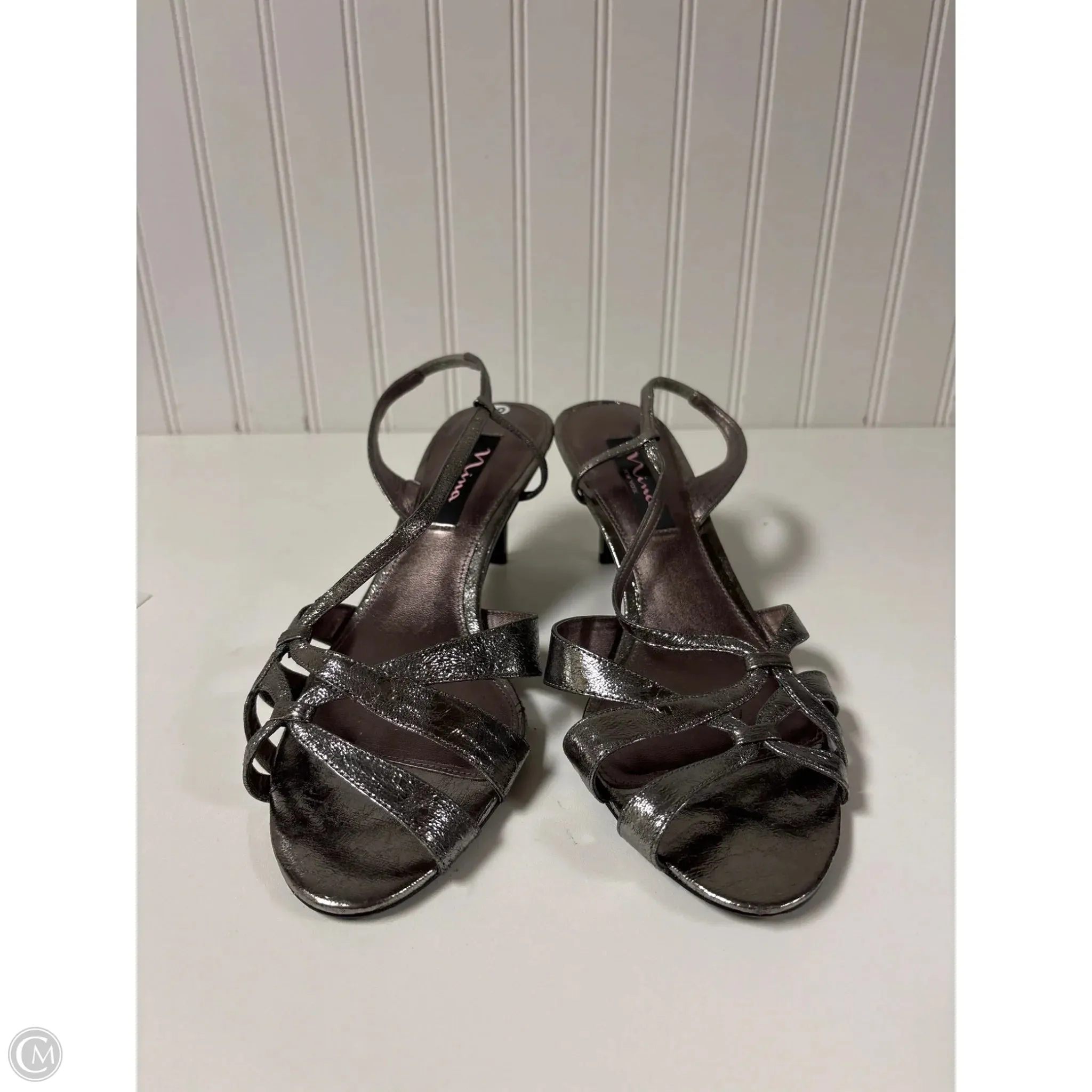 Sandals Heels Kitten By Nina In Silver, Size: 10