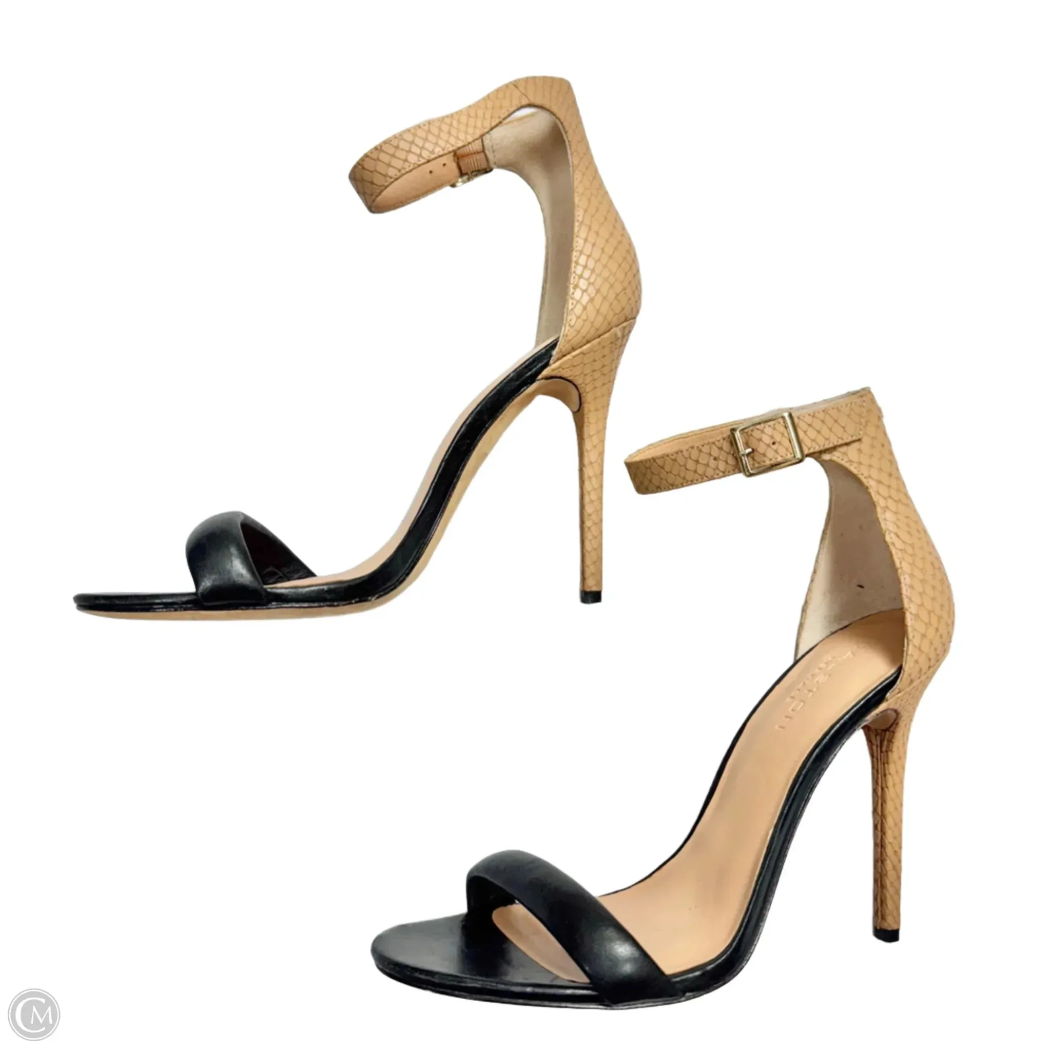 Sandals Heels Stiletto By Halston Heritage In Black & Tan, Size: 9