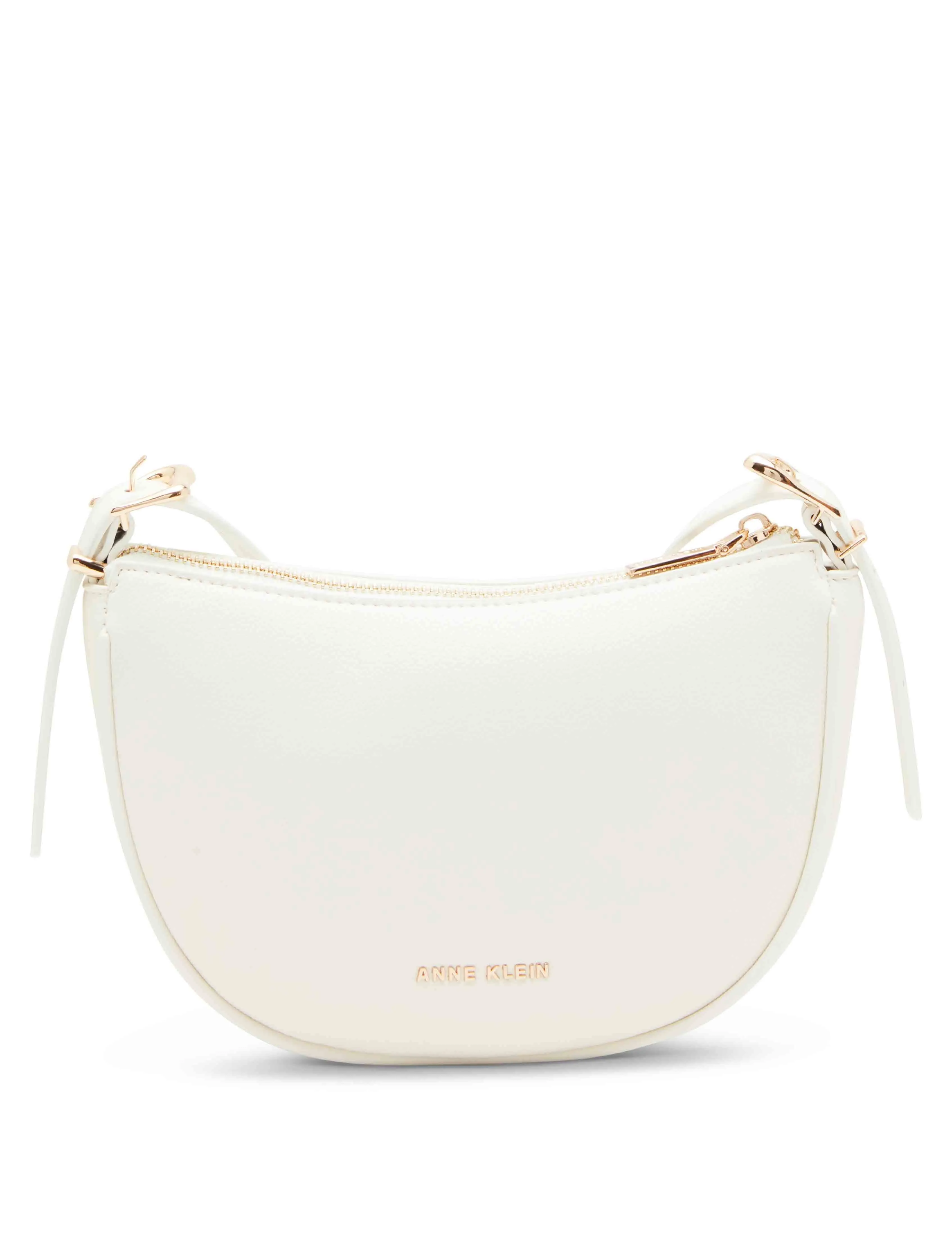 Sculpted buckle half moon crossbody