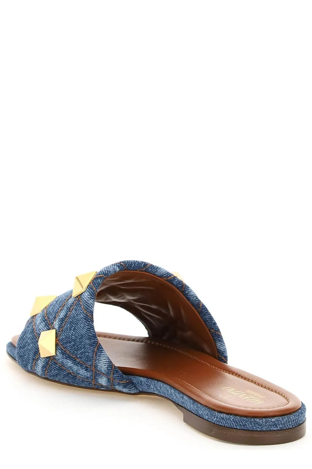 Valentino Garavani Roman Stud Slip-On Denim Slides