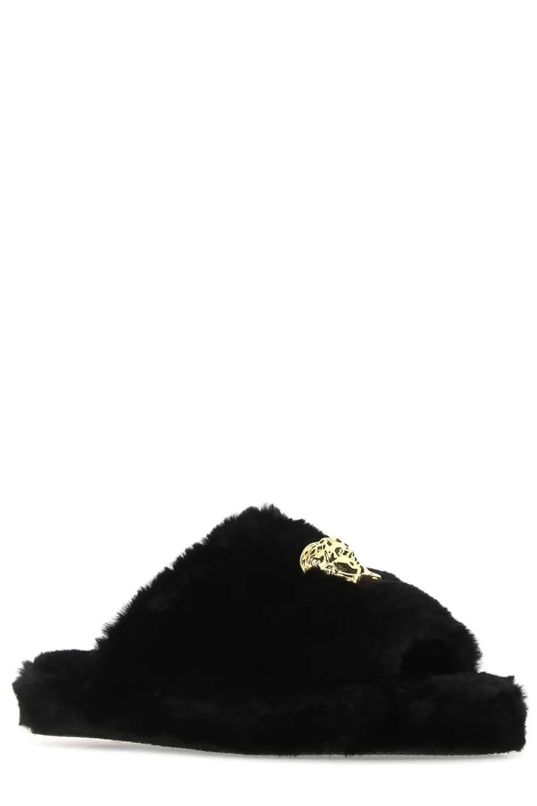 Versace Medusa Head Faux-Fur Slip-On Slippers