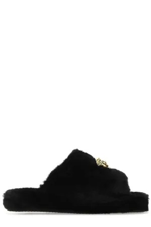 Versace Medusa Head Faux-Fur Slip-On Slippers