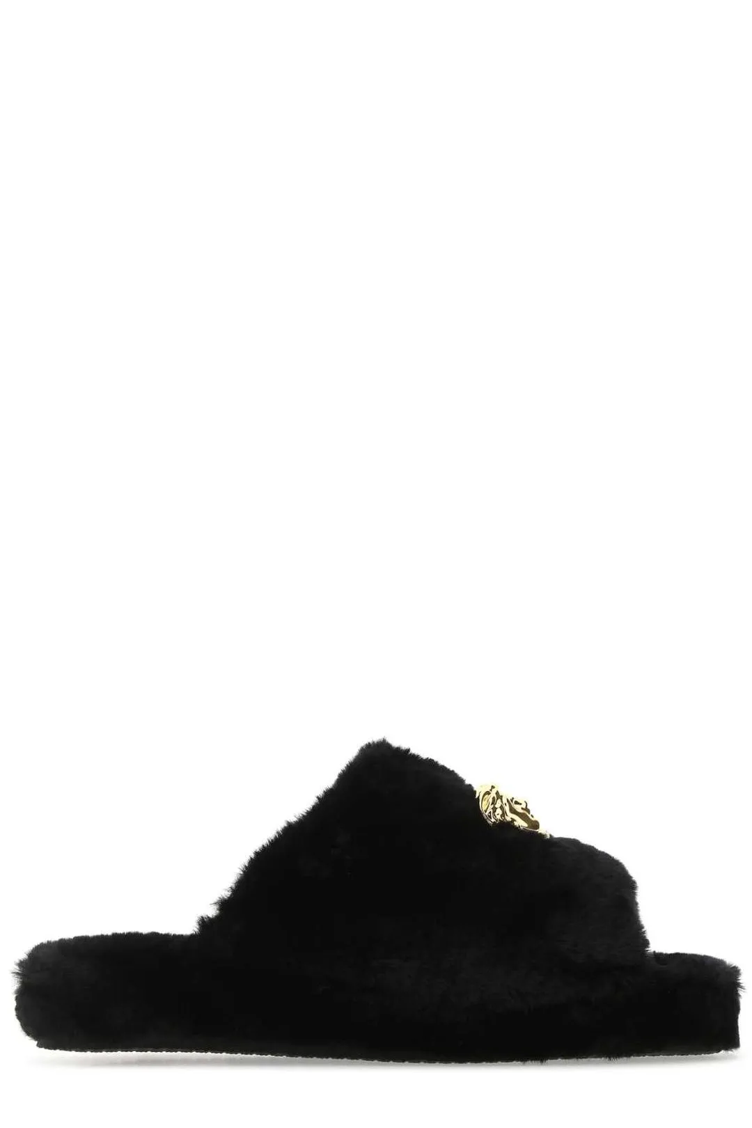 Versace Medusa Head Faux-Fur Slip-On Slippers